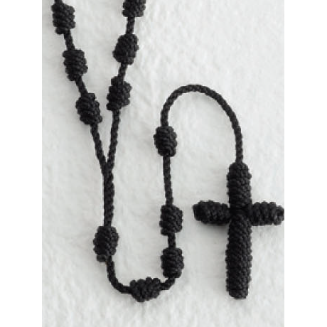 String Knotted Cord Rosary, black