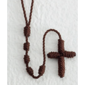 String Knotted Cord Rosary, brown