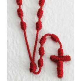 String Knotted Cord Rosary, red